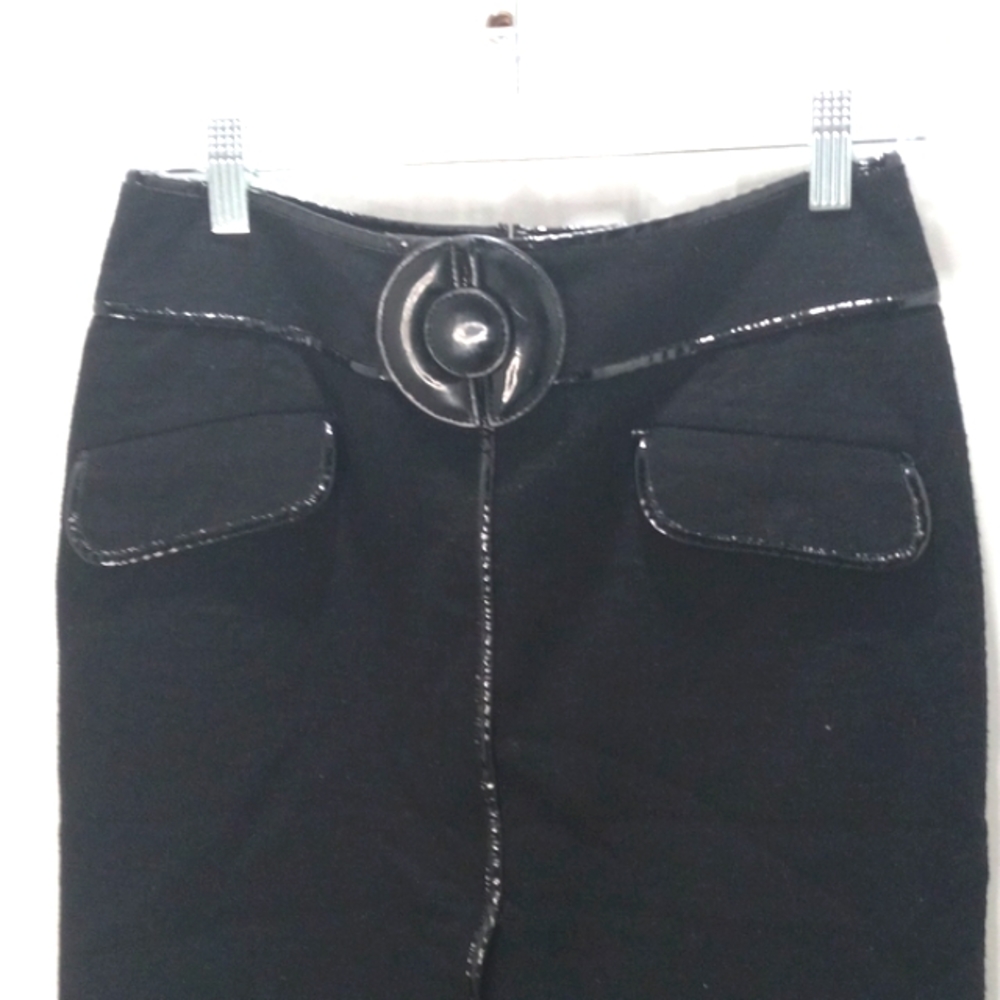 Perse VTG Wool Skirt W/faux Patin-Leather Trim Size 2